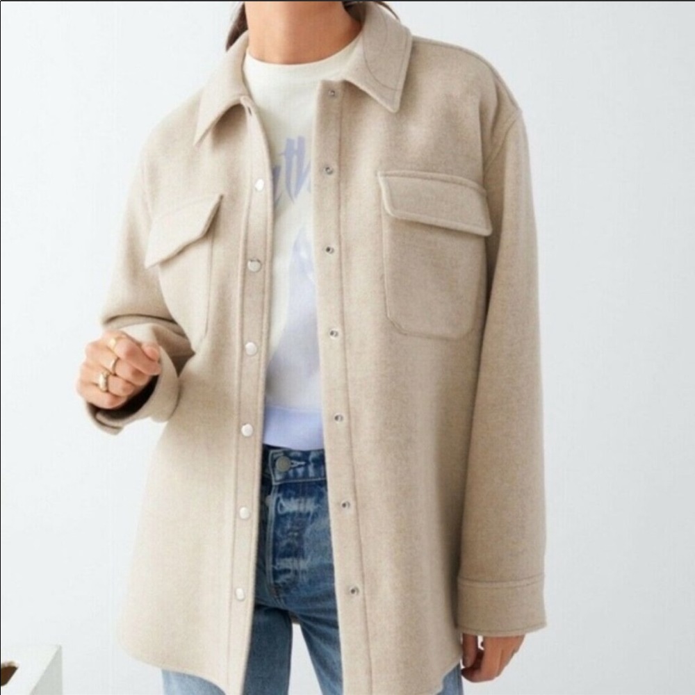 Oversized Wool Blend Workwear Shirt